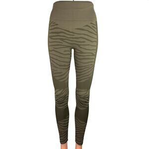 Adidas x Stella McCartney Green High Rise Zebra Athletic Leggings Pants Size XS